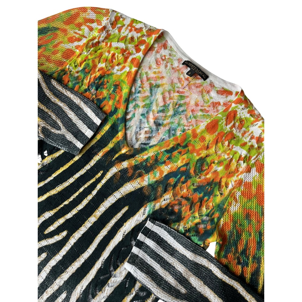 Alberto Makali Women's Size S Knit V-Neck 3/4 Sleeve Top wearable art mesh‎